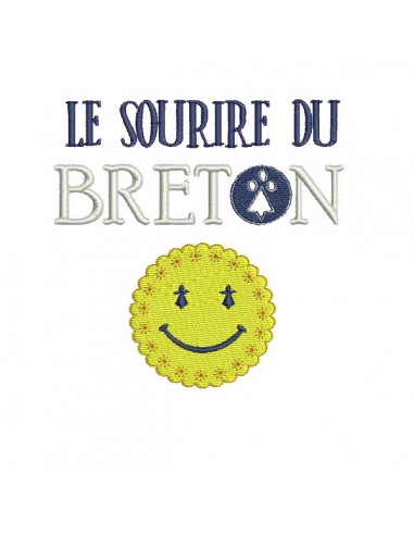 Motif de broderie machine le sourire du breton