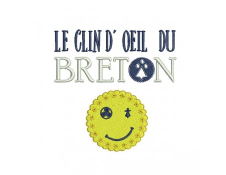 Instant download machine embroidery  Breton smiley