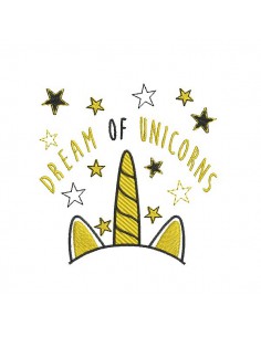 Motif de broderie machine tête de licorne