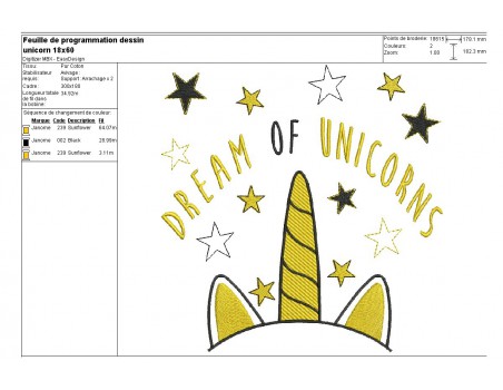 Instant download machine embroidery unicorn