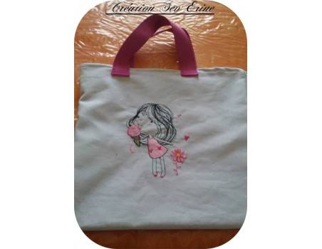 Instant download machine embroidery vintage girls playing with dolls