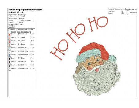 Instant download machine embroidery design Santa Claus Ho Ho Ho