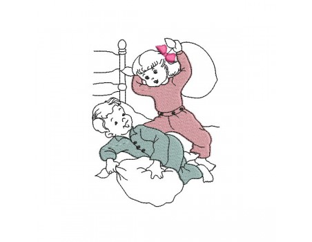 Instant download machine embroidery design vintage Child skiing