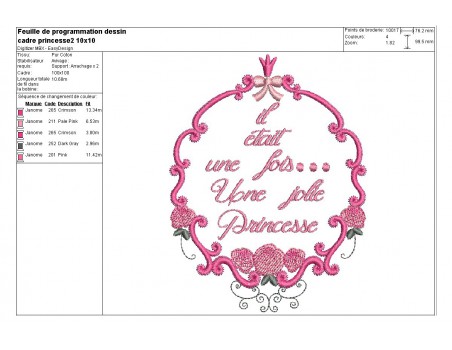 Embroidery design ovale frame  redwork amandine