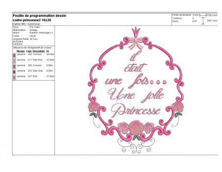 Embroidery design ovale frame  redwork amandine