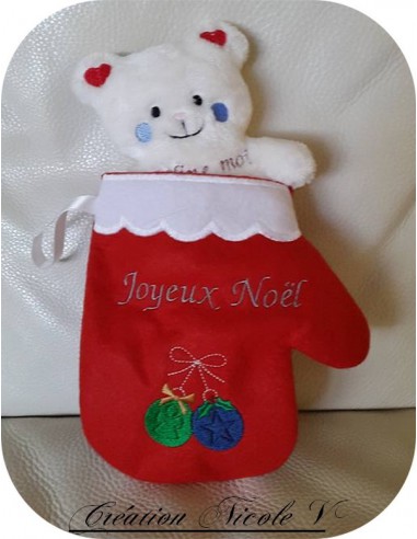 Motif de broderie machine moufles de Noël ITH Motif de broderie machine moufles de Noël ITH
