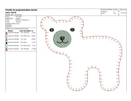 Motif de broderie machine l'ours polaire  ITH