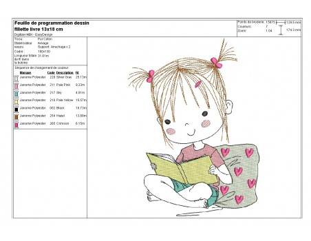 Instant download machine embroidery design girl book