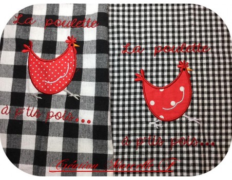 Instant download machine embroidery  Hen with small dots