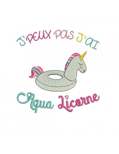 Motif de broderie machine  aqua licorne