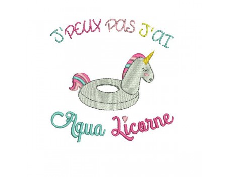 Motif de broderie machine  aqua licorne