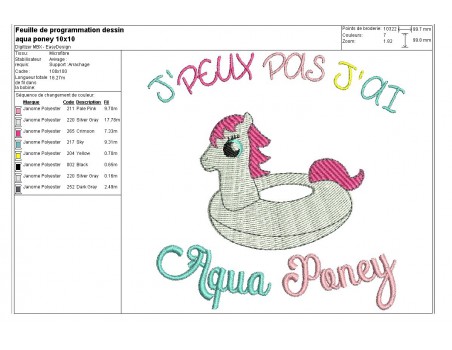 Instant download machine embroidery aqua unicorn