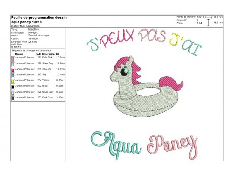 Instant download machine embroidery aqua unicorn