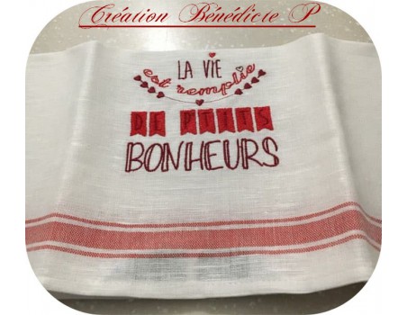 Motif de broderie machine texte humour petits bonheurs