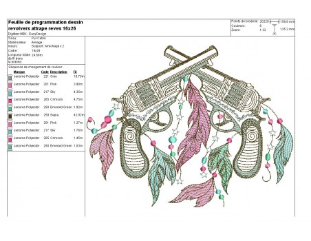 Motif de broderie machine  revolvers attrape rêves