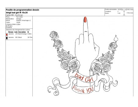 Motif de broderie machine  bad girl redwork