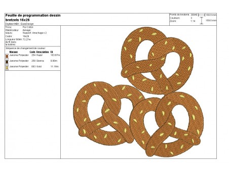 Motif de broderie machine bretzels