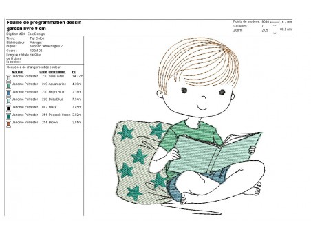 Instant download machine embroidery design little girl book