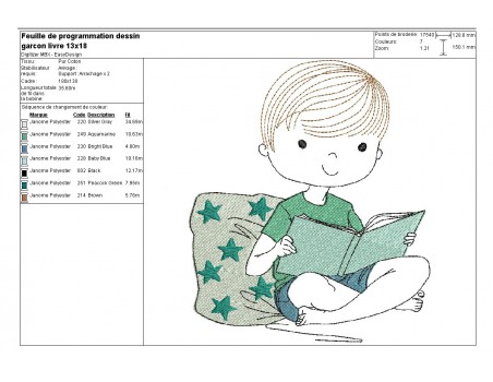 Instant download machine embroidery design little girl book