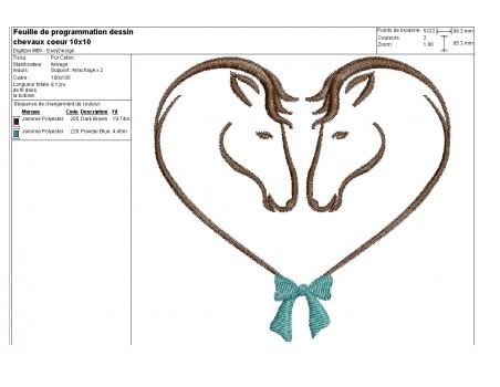 Instant download machine embroidery horse heart