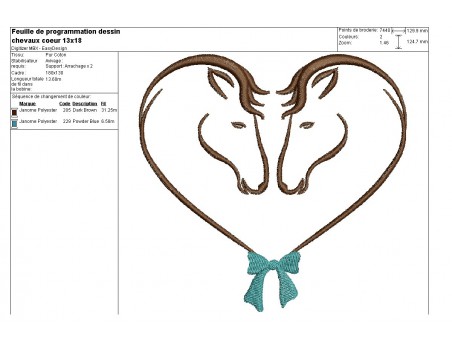 Instant download machine embroidery horse heart