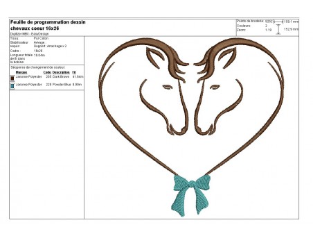 Instant download machine embroidery horse heart