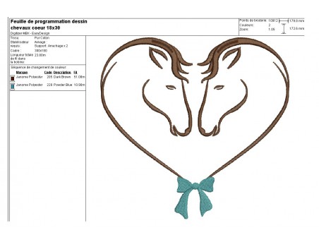 Instant download machine embroidery horse heart