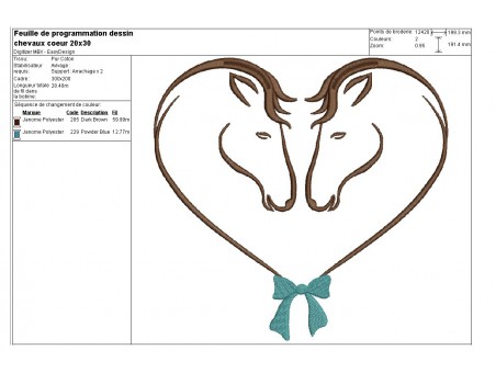 Instant download machine embroidery horse heart