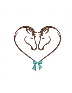 Motif de broderie machine  chevaux coeur
