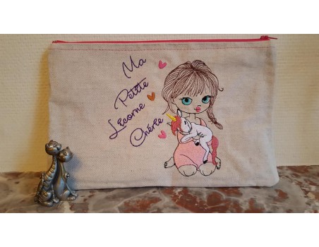 Instant download machine embroidery design girl with her rabbit