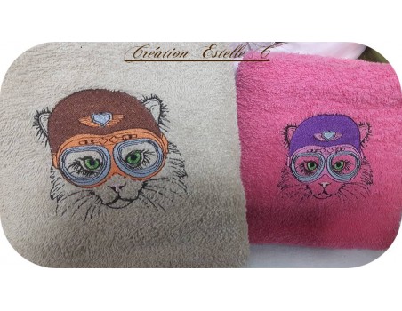 Motif de broderie machine chat biker