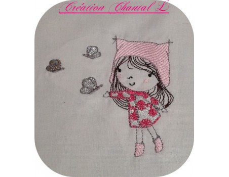 Instant download machine embroidery design little girl book