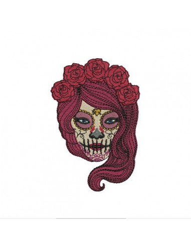 Motif de broderie machine femme sugar skull