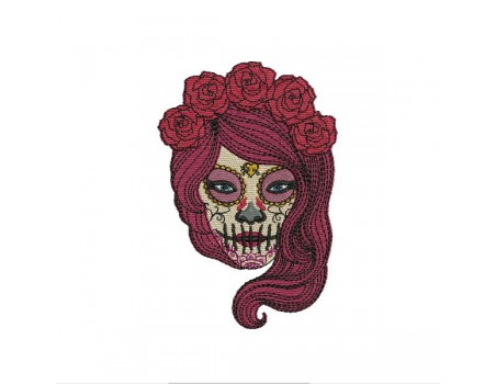 Motif de broderie machine femme sugar skull