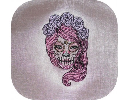 Motif de broderie machine femme sugar skull