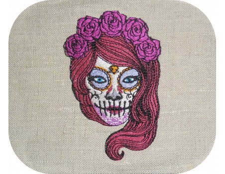 Motif de broderie machine femme sugar skull