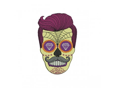 Motif de broderie machine homme sugar skull