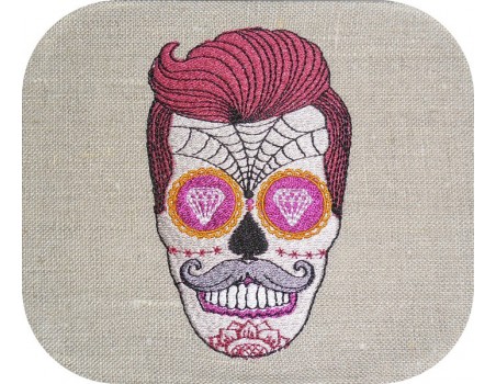 Motif de broderie machine homme sugar skull