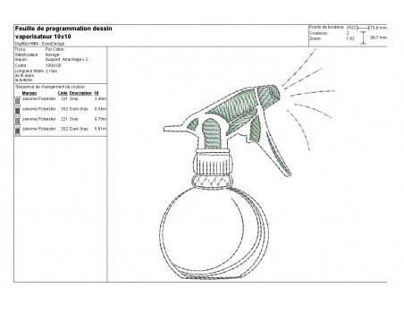 Motif de broderie machine vaporisateur