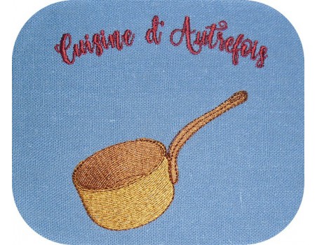 Motif de broderie machine casserole en cuivre