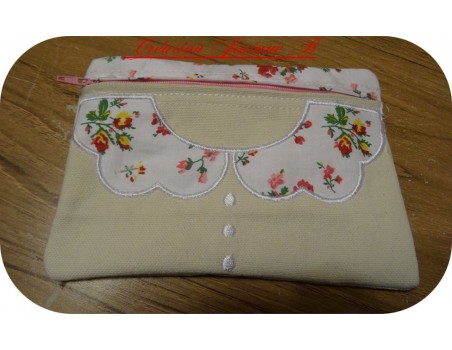 Motif de broderie machine ITH trousse col festonné