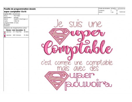 Motif de broderie super comptable