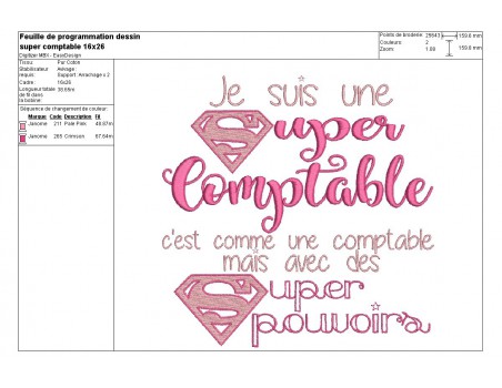 Motif de broderie super comptable