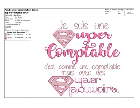 Motif de broderie super comptable