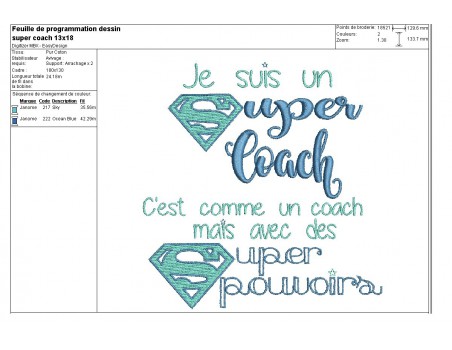 Motif de broderie super coach