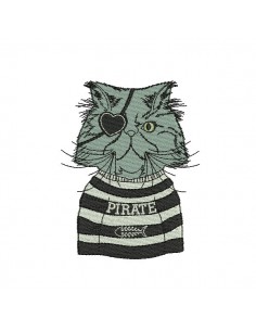 Motif de broderie machine chat pirate