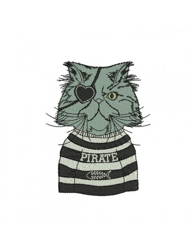 Motif de broderie machine chat pirate