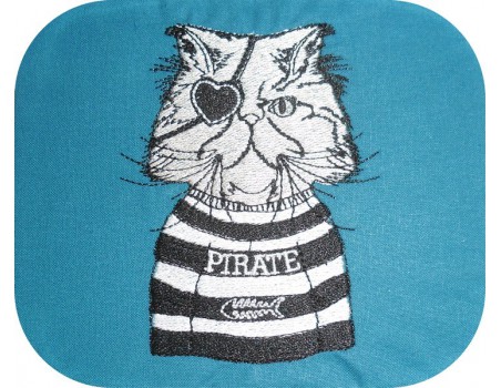 Motif de broderie machine chat pirate