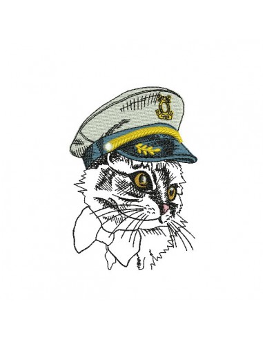 Motif de broderie machine chat capitaine