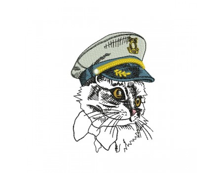 Motif de broderie machine chat capitaine